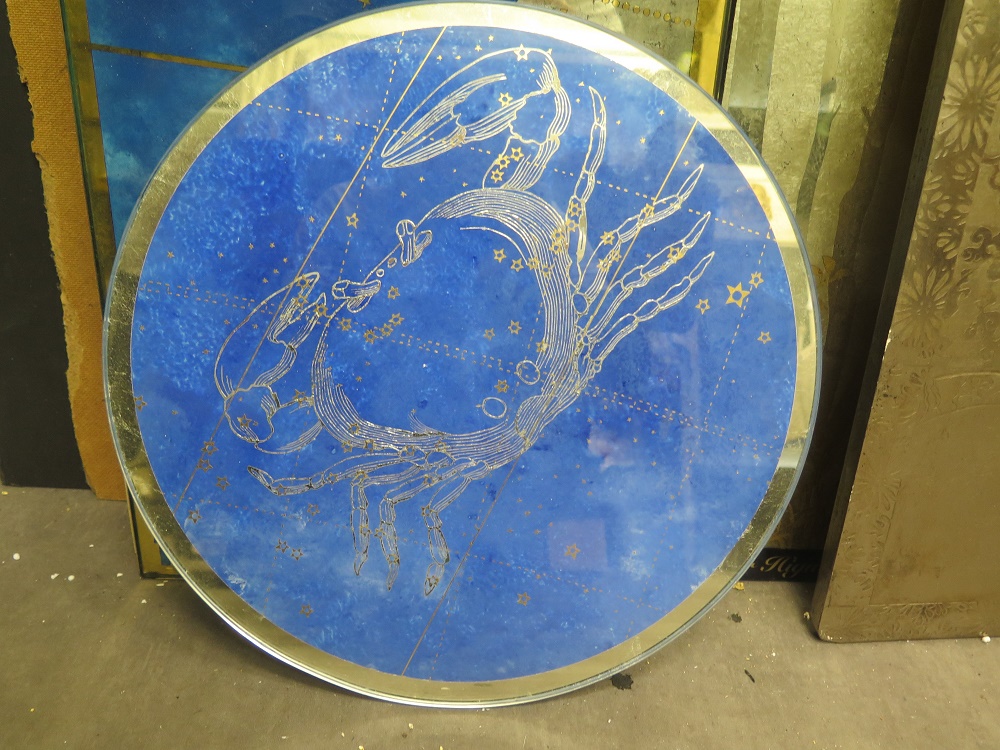 Verres Eglomisés: quelques exemples de réalisation, dorure et peinture sur verre