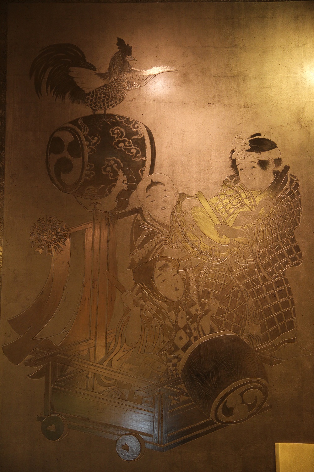Ukiyoé copie de gravures japonaises anciennes dorure traditionnelle , dim 90 x 135 cm